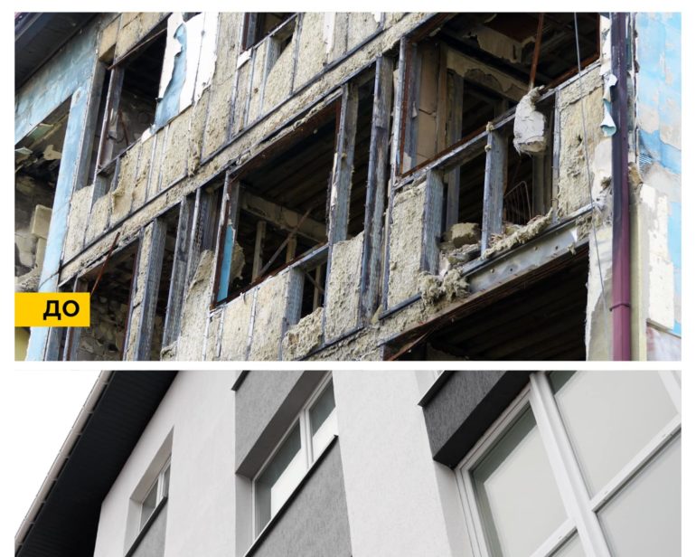 У Гостомелі відновили багатоповерхівку, зруйновану під час бойових дій